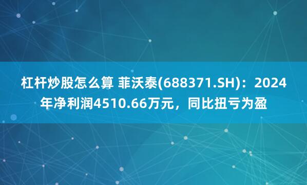 杠杆炒股怎么算 菲沃泰(688371.SH)：2024年净利润4510.66万元，同比扭亏为盈