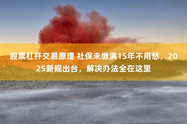 股票杠杆交易原理 社保未缴满15年不用愁，2025新规出台，解决办法全在这里