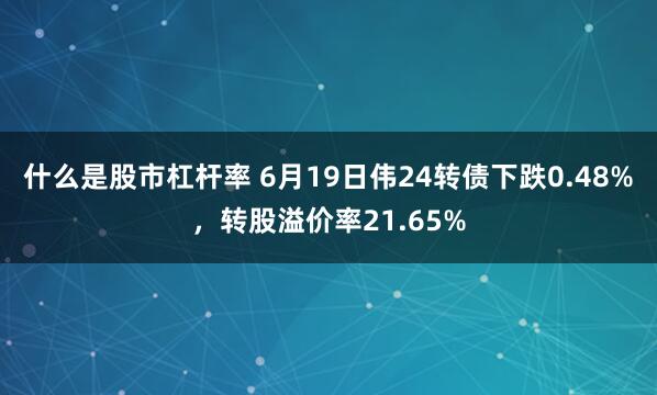 什么是股市杠杆率 6月19日伟24转债下跌0.48%，转股溢价率21.65%